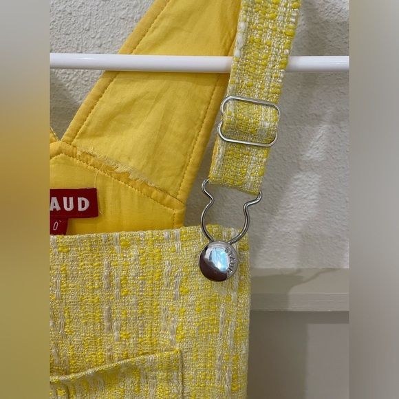 STAUD Yellow Hera Textured Overalls Jumpsuit in Limone - Picture 8 of 15